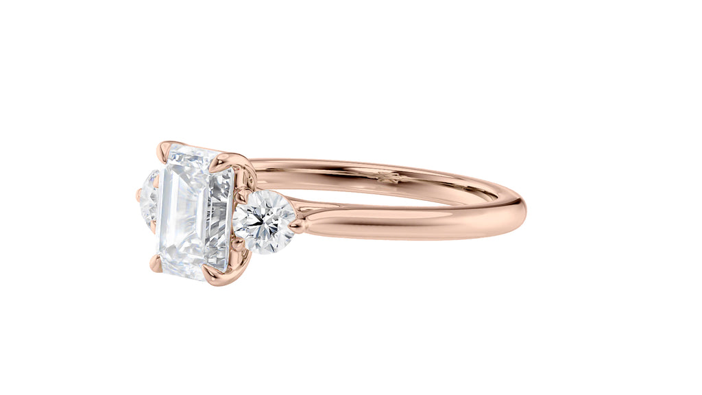 Emerald Cut Classic 3 Stone Diamond Engagement Ring