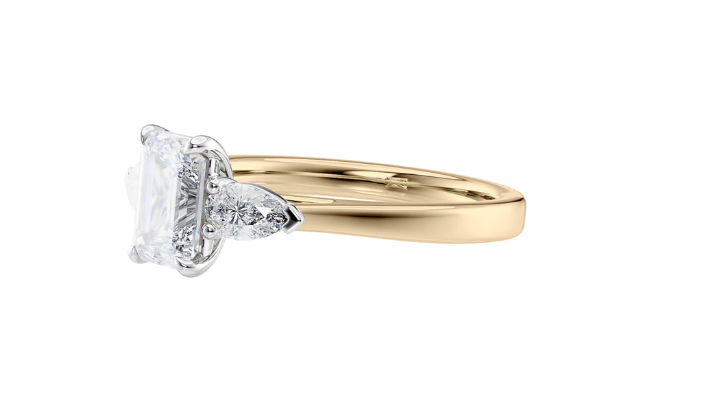 Emerald & Pear Cut 3 Stone Diamond Engagement Ring
