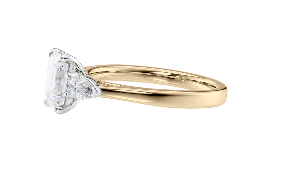 Emerald & Pear Cut 3 Stone Diamond Engagement Ring