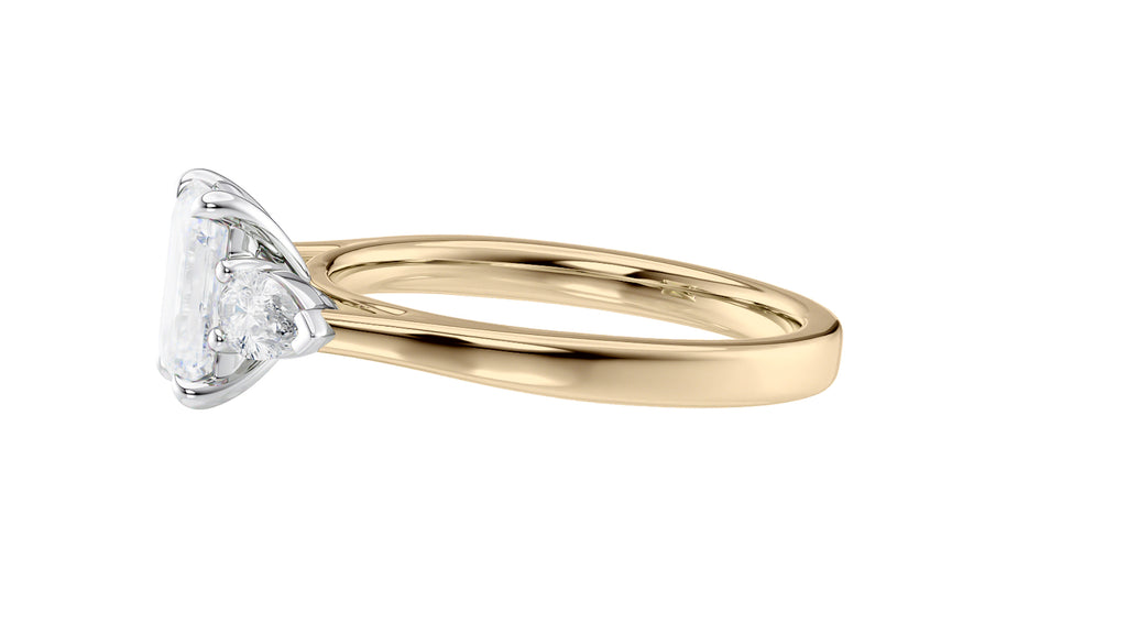 Emerald & Pear Cut 3 Stone Diamond Engagement Ring