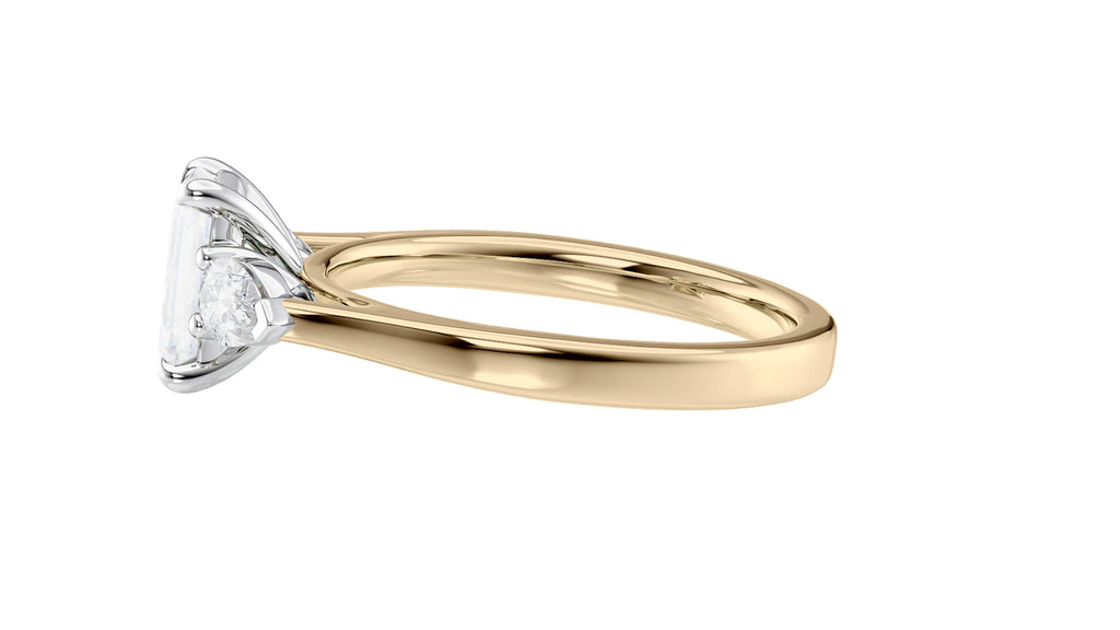 Emerald & Pear Cut 3 Stone Diamond Engagement Ring