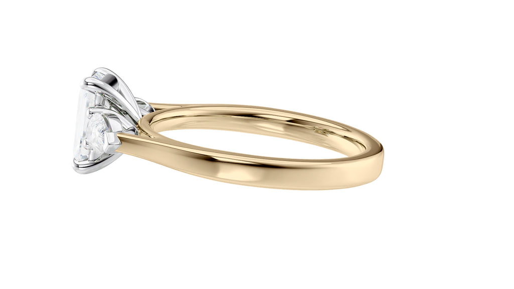Emerald & Pear Cut 3 Stone Diamond Engagement Ring