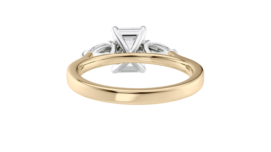 Emerald & Pear Cut 3 Stone Diamond Engagement Ring