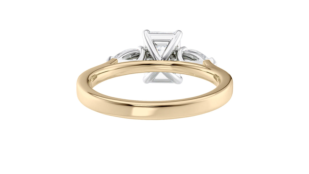 Emerald & Pear Cut 3 Stone Diamond Engagement Ring