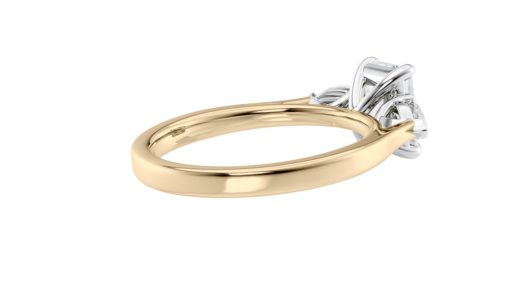 Emerald & Pear Cut 3 Stone Diamond Engagement Ring