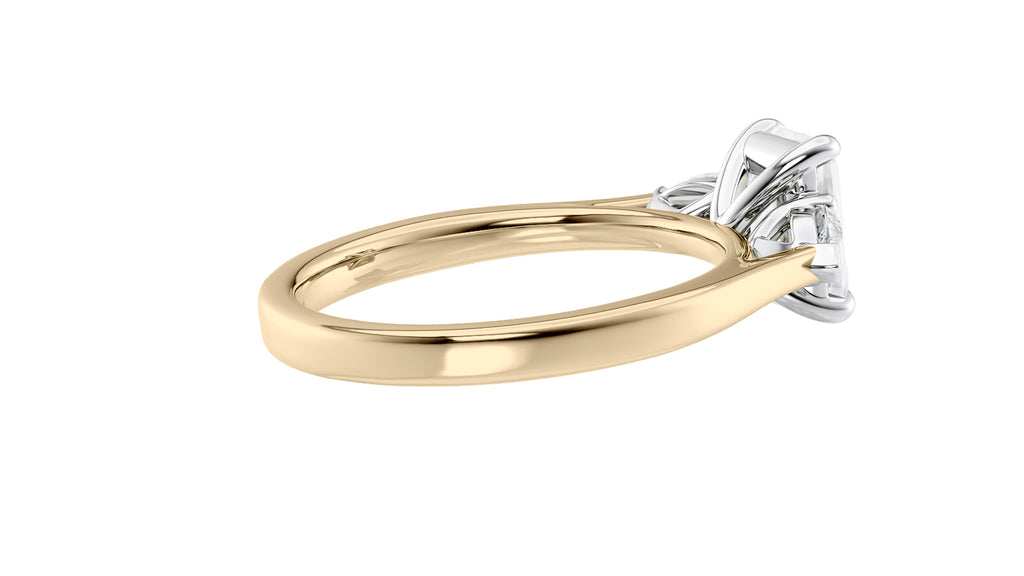 Emerald & Pear Cut 3 Stone Diamond Engagement Ring