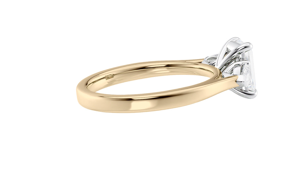 Emerald & Pear Cut 3 Stone Diamond Engagement Ring