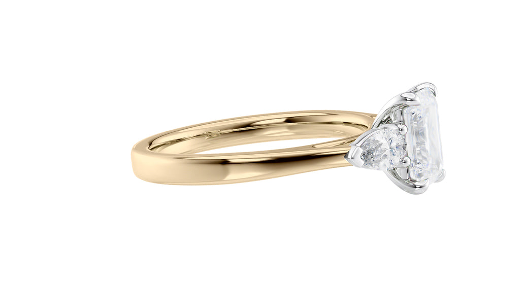 Emerald & Pear Cut 3 Stone Diamond Engagement Ring