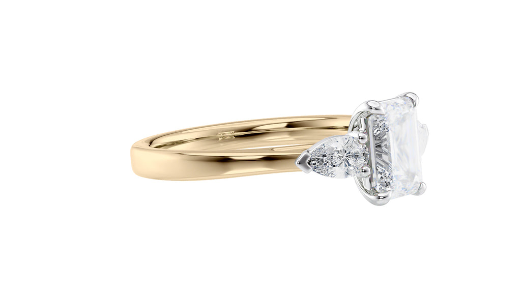 Emerald & Pear Cut 3 Stone Diamond Engagement Ring