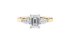 Emerald & Pear Cut 3 Stone Diamond Engagement Ring