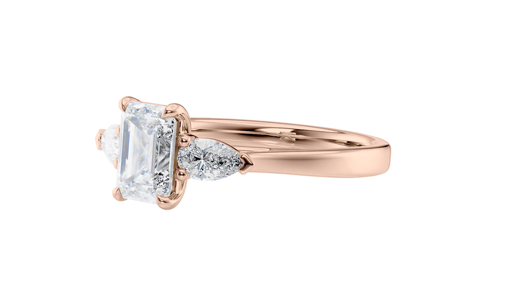 Emerald & Pear Cut 3 Stone Diamond Engagement Ring