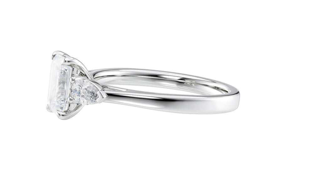 Emerald & Pear Cut 3 Stone Diamond Engagement Ring