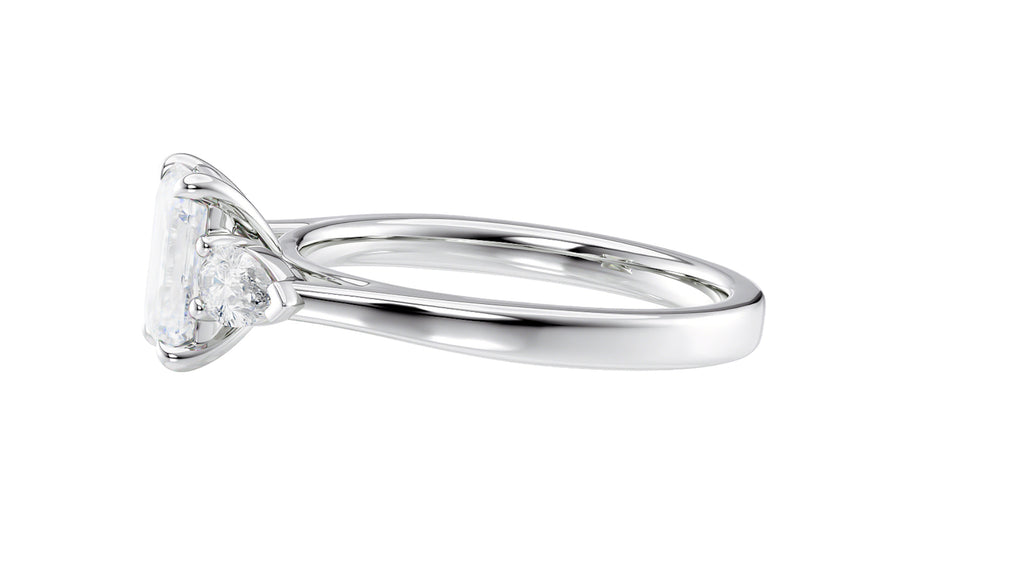 Emerald & Pear Cut 3 Stone Diamond Engagement Ring