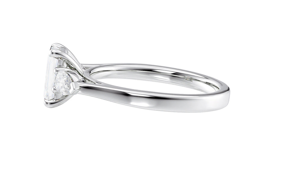 Emerald & Pear Cut 3 Stone Diamond Engagement Ring