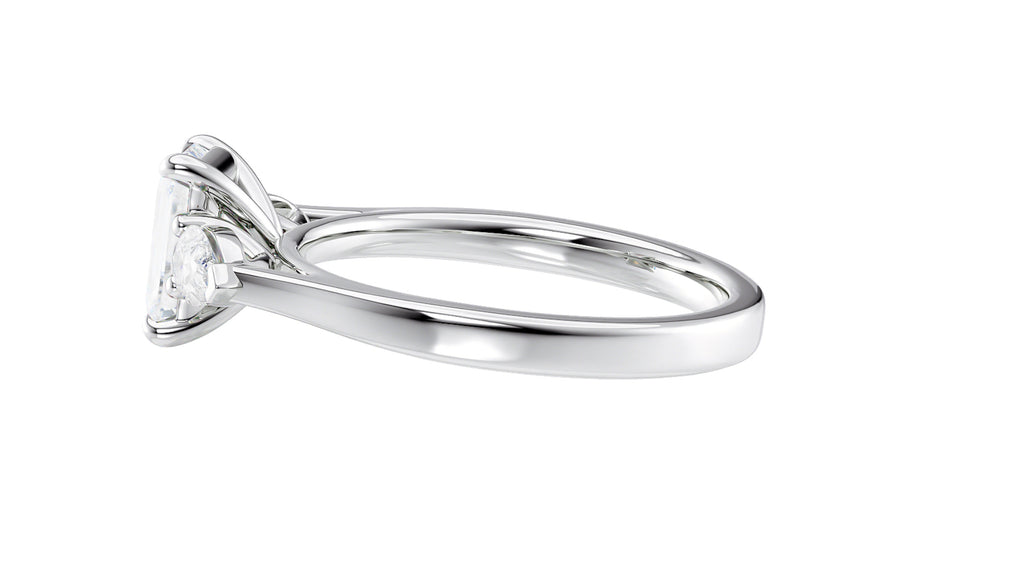 Emerald & Pear Cut 3 Stone Diamond Engagement Ring