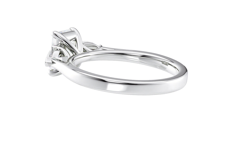Emerald & Pear Cut 3 Stone Diamond Engagement Ring