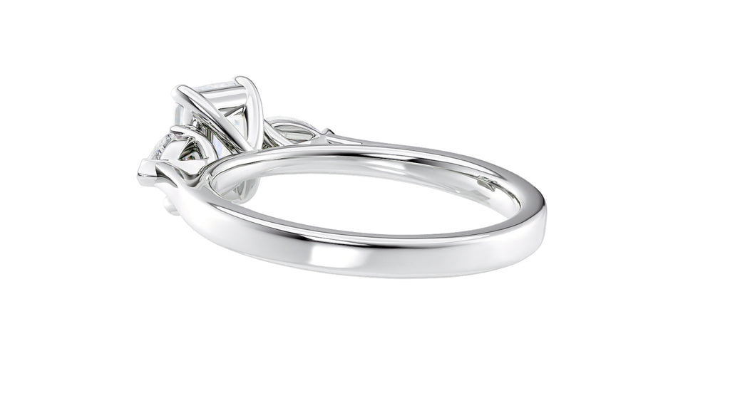 Emerald & Pear Cut 3 Stone Diamond Engagement Ring