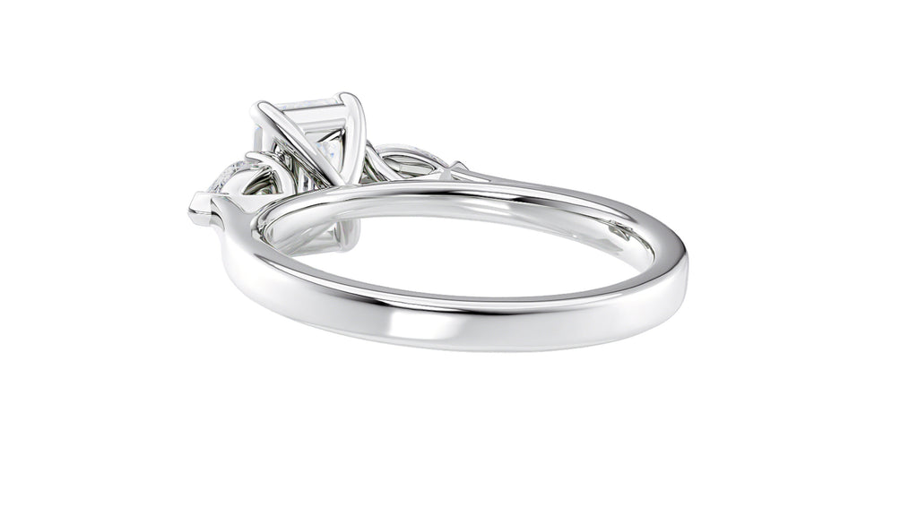 Emerald & Pear Cut 3 Stone Diamond Engagement Ring