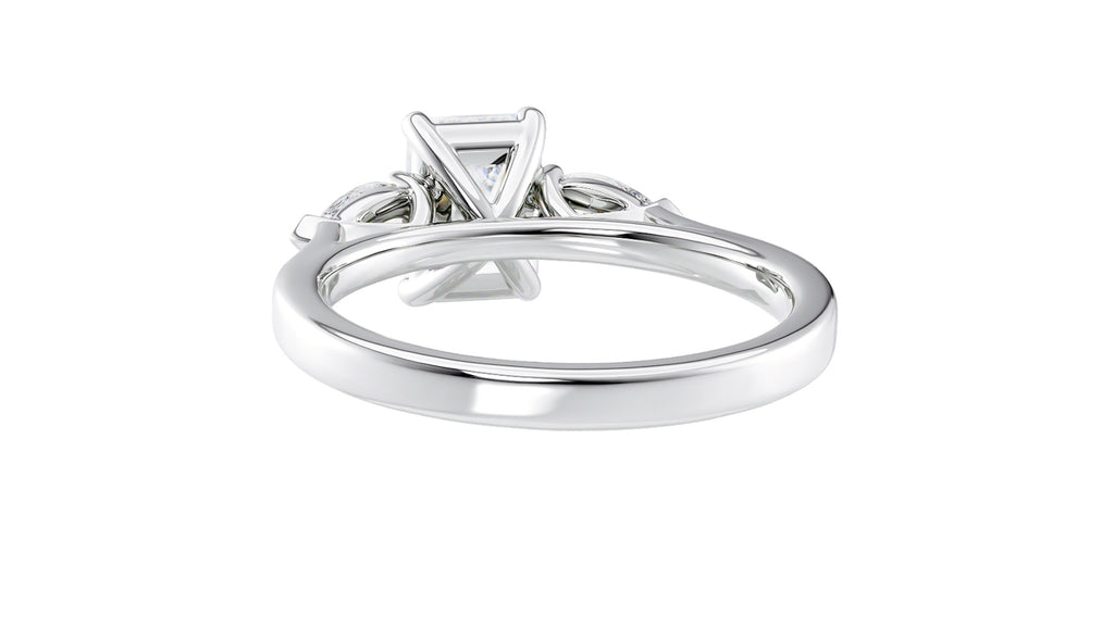 Emerald & Pear Cut 3 Stone Diamond Engagement Ring