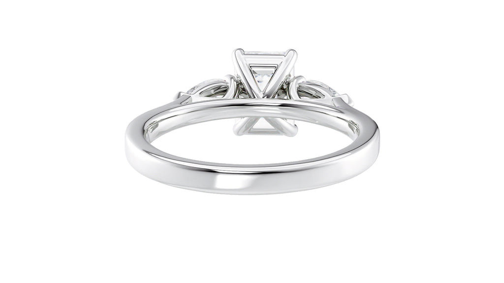 Emerald & Pear Cut 3 Stone Diamond Engagement Ring