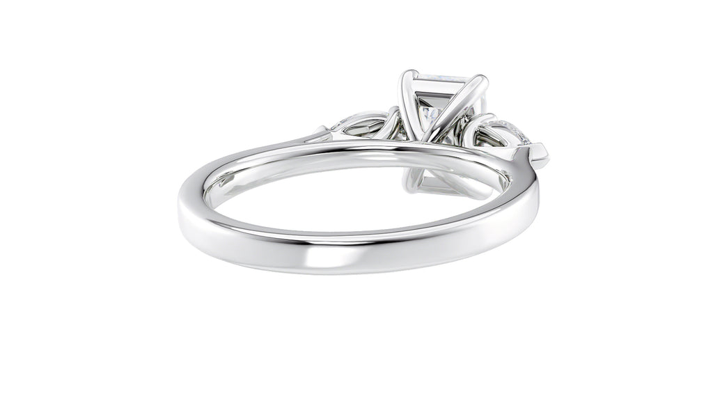 Emerald & Pear Cut 3 Stone Diamond Engagement Ring