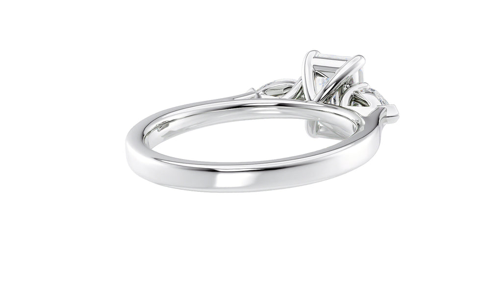 Emerald & Pear Cut 3 Stone Diamond Engagement Ring
