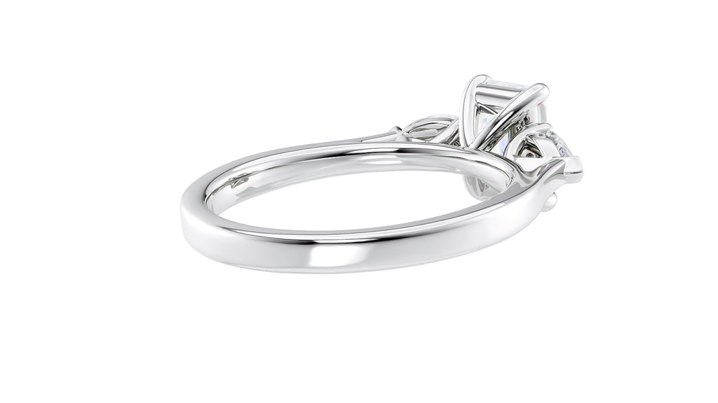 Emerald & Pear Cut 3 Stone Diamond Engagement Ring