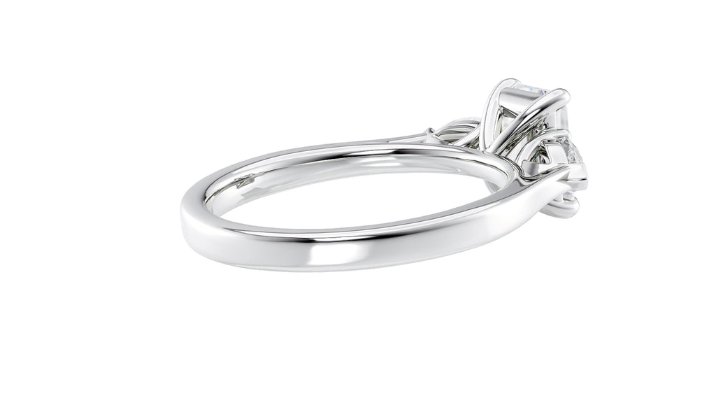 Emerald & Pear Cut 3 Stone Diamond Engagement Ring