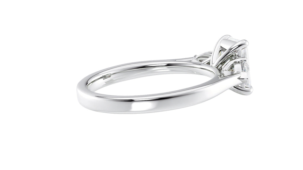 Emerald & Pear Cut 3 Stone Diamond Engagement Ring