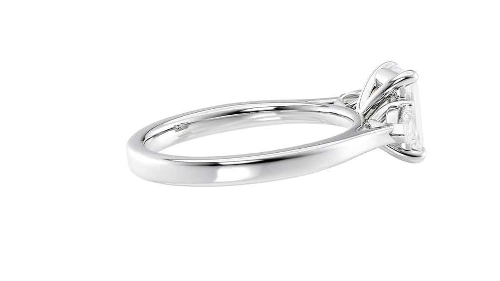 Emerald & Pear Cut 3 Stone Diamond Engagement Ring