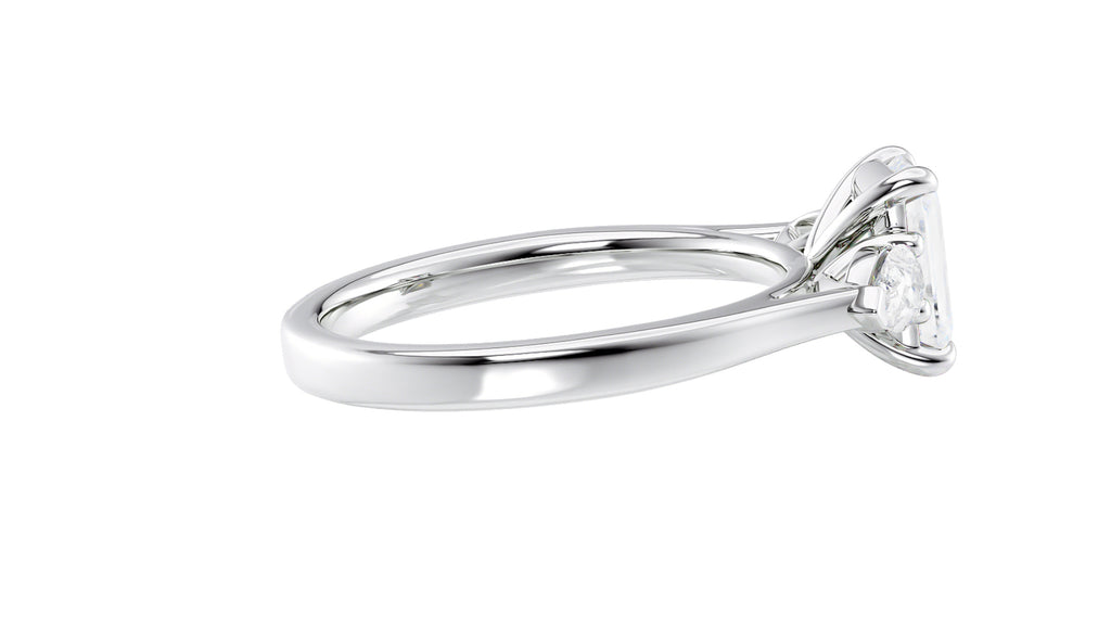 Emerald & Pear Cut 3 Stone Diamond Engagement Ring