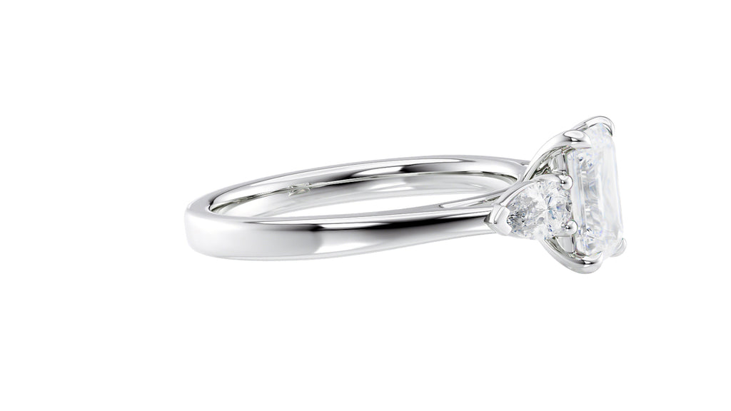 Emerald & Pear Cut 3 Stone Diamond Engagement Ring