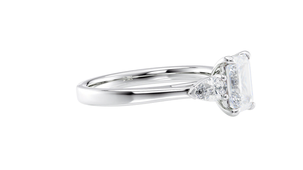 Emerald & Pear Cut 3 Stone Diamond Engagement Ring