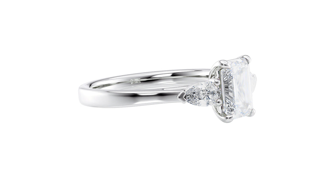 Emerald & Pear Cut 3 Stone Diamond Engagement Ring
