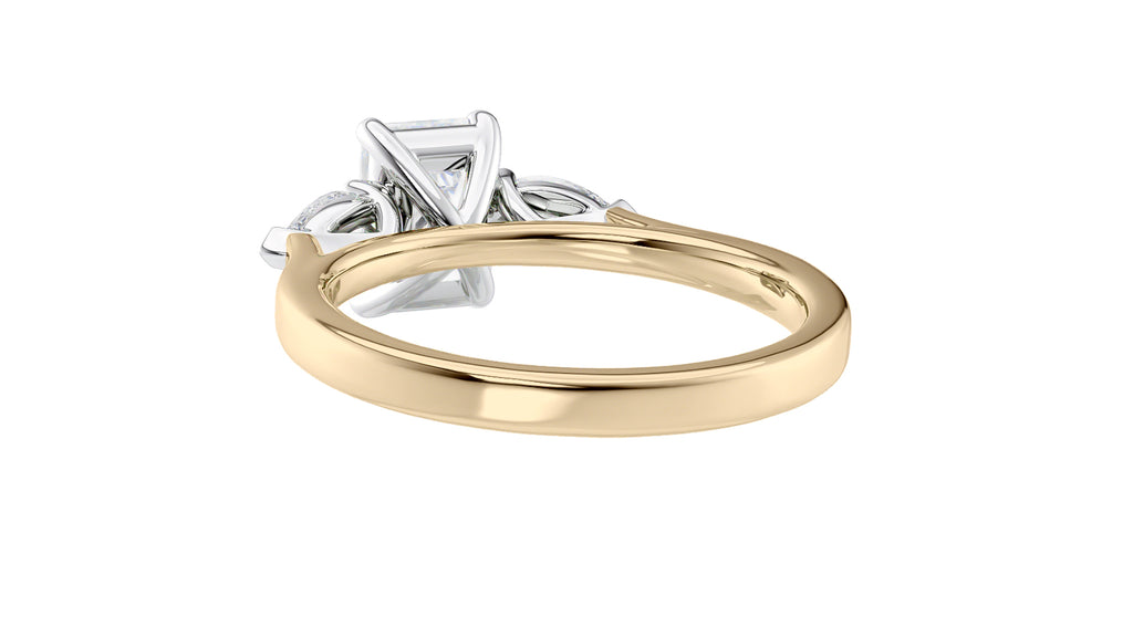Emerald & Pear Cut 3 Stone Diamond Engagement Ring