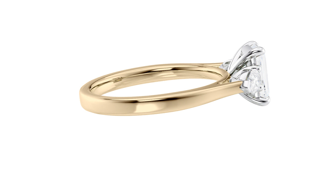 Emerald & Pear Cut 3 Stone Diamond Engagement Ring