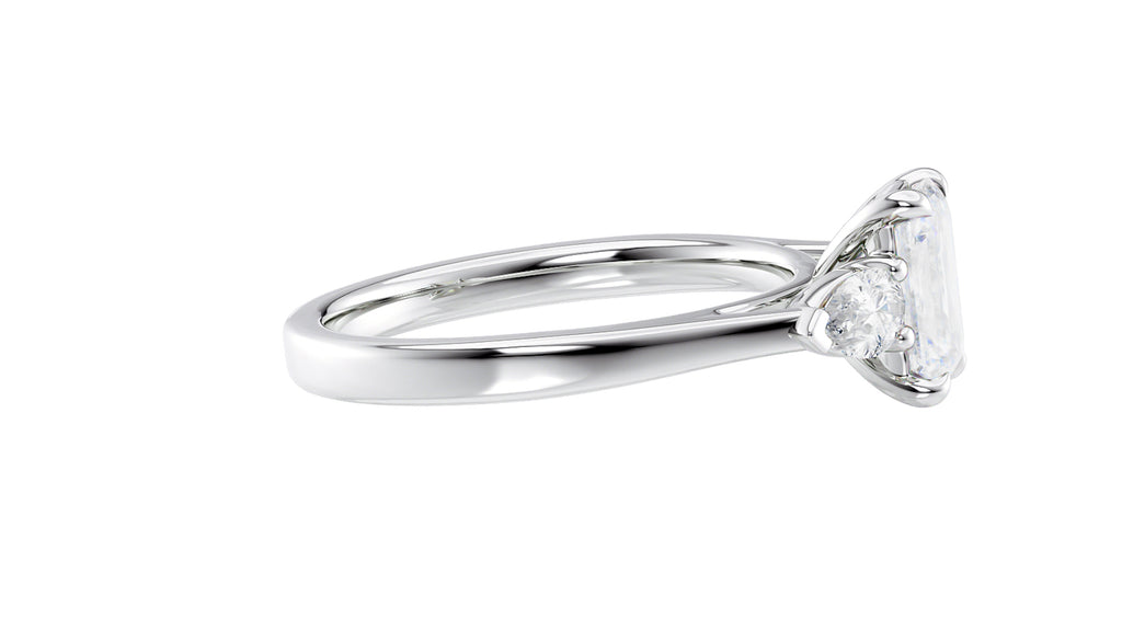 Emerald & Pear Cut 3 Stone Diamond Engagement Ring