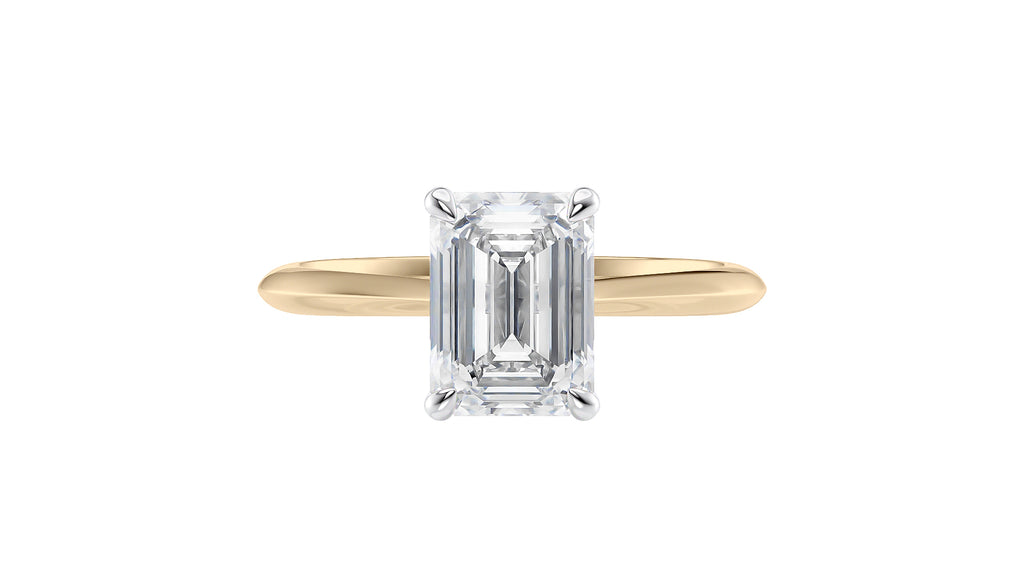 Emerald Cut Solitaire Hidden Halo Diamond Engagement Ring