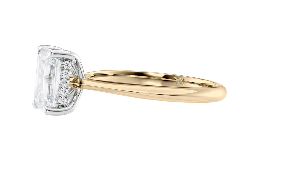 Emerald Cut Solitaire Hidden Halo Diamond Engagement Ring