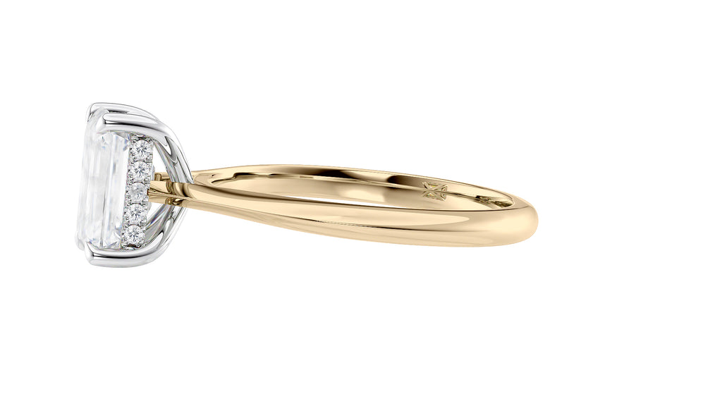 Emerald Cut Solitaire Hidden Halo Diamond Engagement Ring