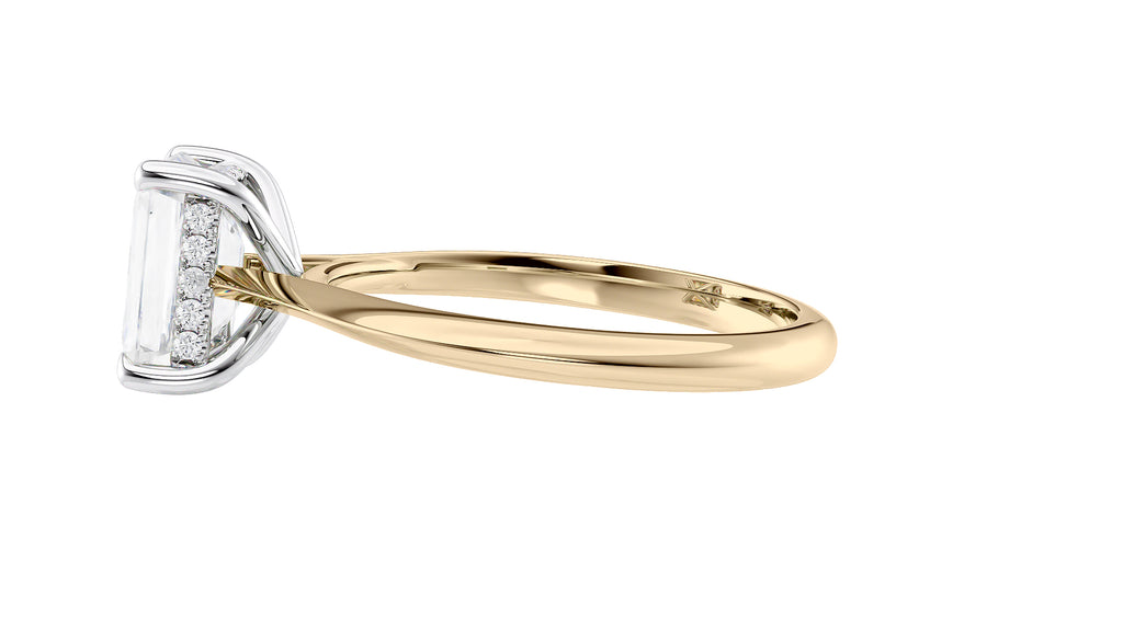 Emerald Cut Solitaire Hidden Halo Diamond Engagement Ring