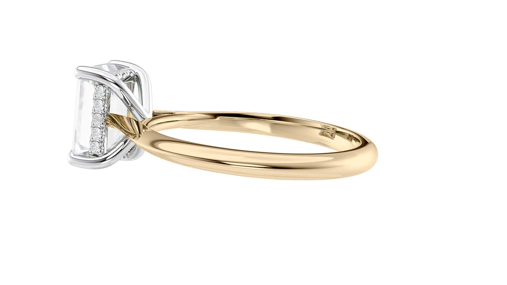 Emerald Cut Solitaire Hidden Halo Diamond Engagement Ring