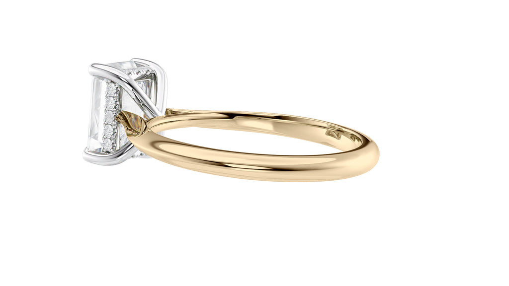 Emerald Cut Solitaire Hidden Halo Diamond Engagement Ring