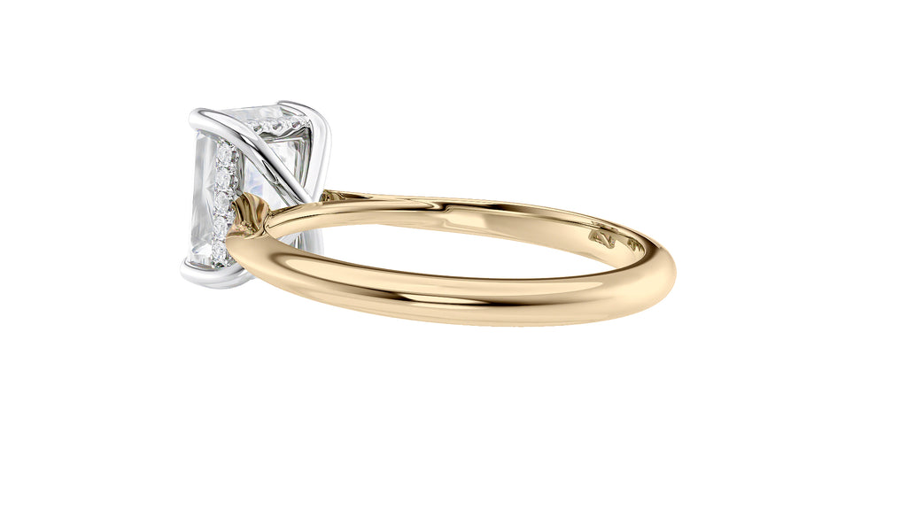 Emerald Cut Solitaire Hidden Halo Diamond Engagement Ring