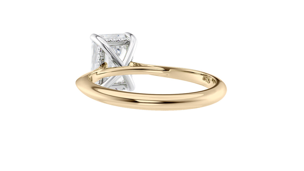 Emerald Cut Solitaire Hidden Halo Diamond Engagement Ring