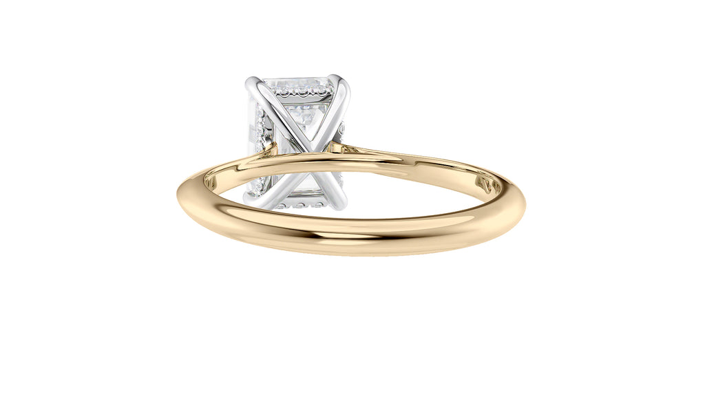 Emerald Cut Solitaire Hidden Halo Diamond Engagement Ring