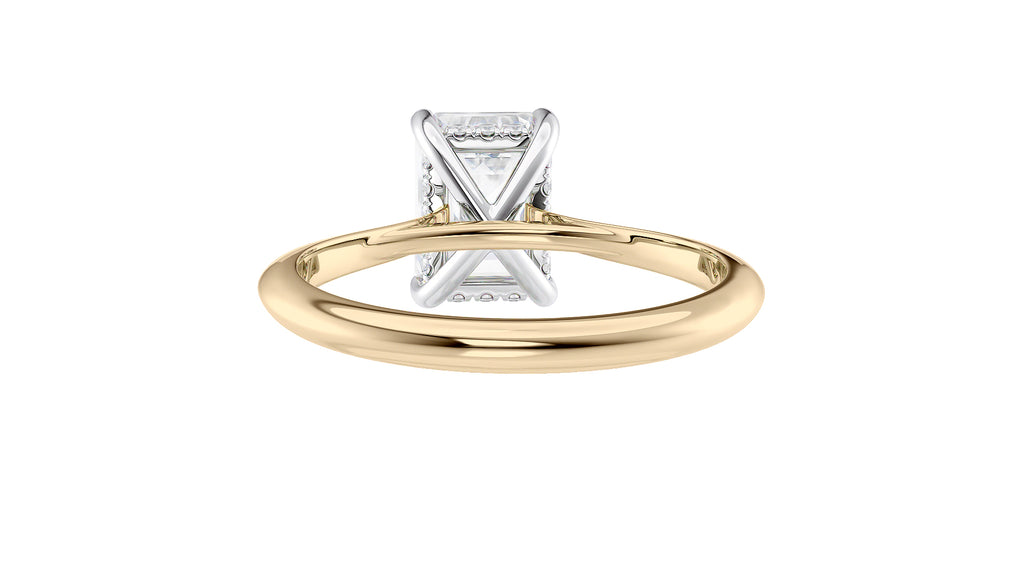 Emerald Cut Solitaire Hidden Halo Diamond Engagement Ring