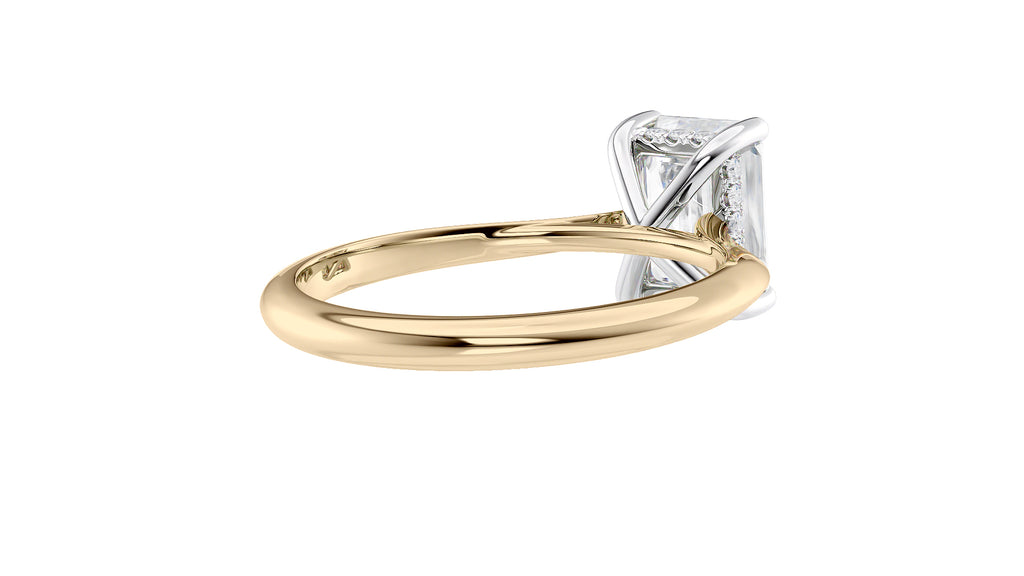 Emerald Cut Solitaire Hidden Halo Diamond Engagement Ring