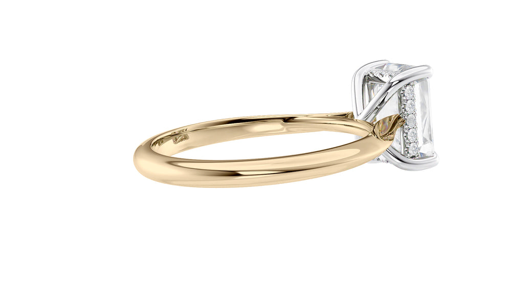 Emerald Cut Solitaire Hidden Halo Diamond Engagement Ring