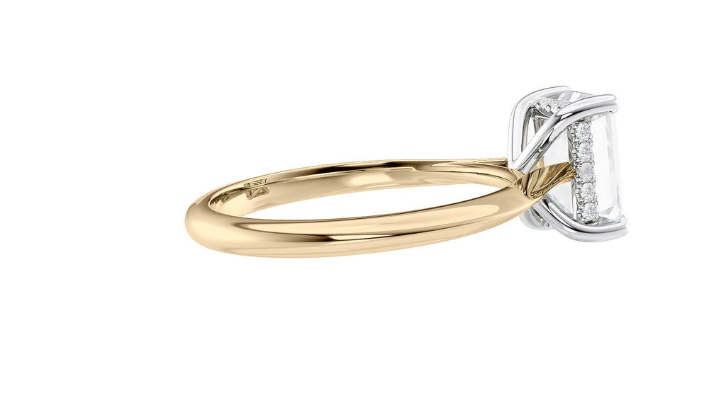 Emerald Cut Solitaire Hidden Halo Diamond Engagement Ring